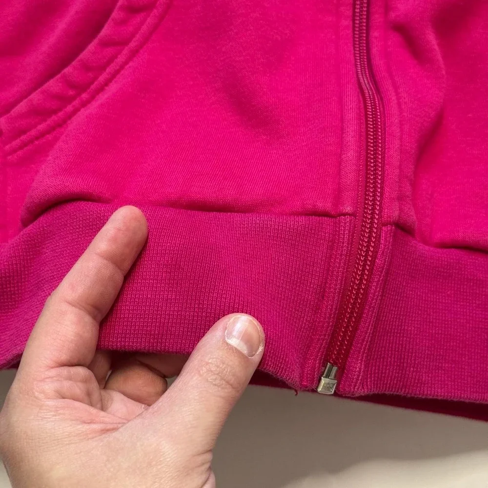 Nike Womens Zip Up Hoodie Pink White Raglan Athletic Sweatshirt Size L